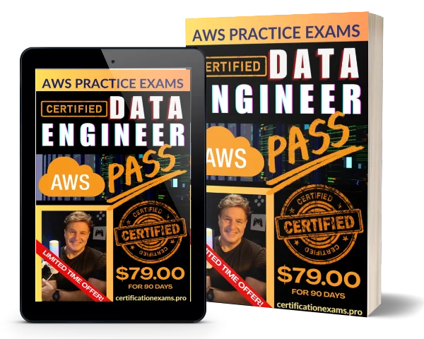 AWS practice exams cover shown on tablet and book
