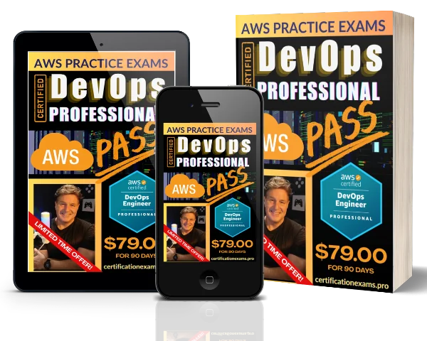 AWS practice exams cover shown on tablet and book