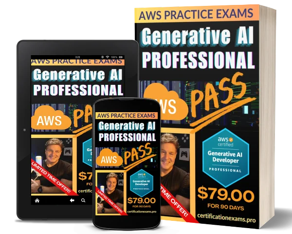 AWS practice exams cover shown on tablet and book